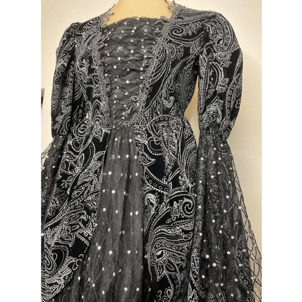 Womens Dress Gothic Victorian Renaissance 12 Black Silver